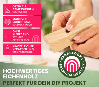 KERACRAFT KeraBlocks Holzklötzchen Eiche 588 Stück 160x22x8mm