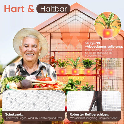 Sekey Foliengewächshaus 200x145x145 cm Balkon – Weiss