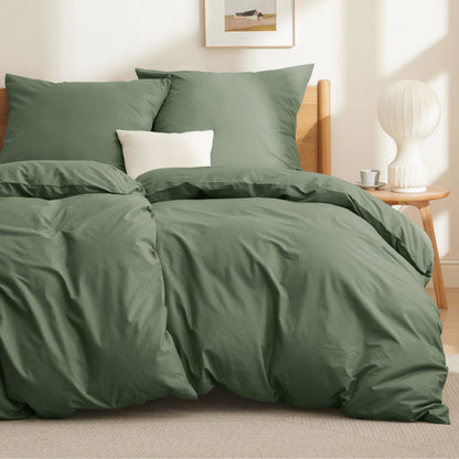 BEDSURE Bettwäsche-Set 135x200 cm Baumwolle, 4-teilig, Grauolivgrün