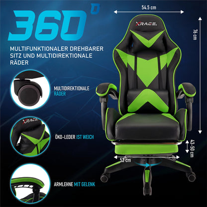 xRace Gaming Stuhl Ergonomischer Bürostuhl - Grün