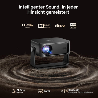 4K Smart Beamer mit Autofokus & Schwenkfunktion – Heimkino
