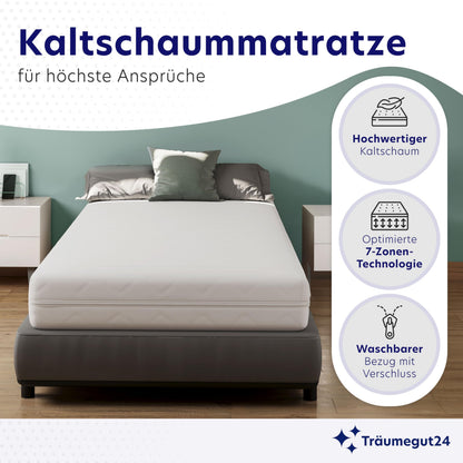Träumegut24 AquaFlex 7-Zonen Kaltschaummatratze 120x200 cm H2/H3