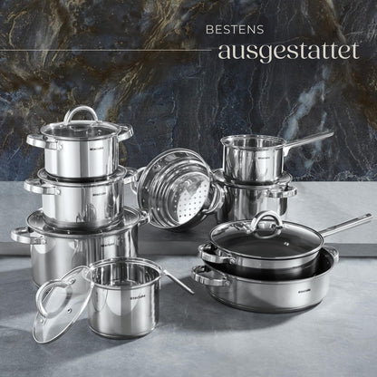 tectake® 15-tlg. Topfset – Edelstahl Küchenset