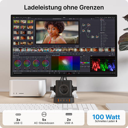 VOOMY Mehrfachsteckdose mit USB Ladestation - 100 Watt