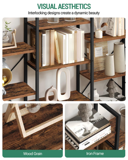 Hzuaneri Bücherregal 6 Etagen – Vintage Braun-Schwarz BC10101B