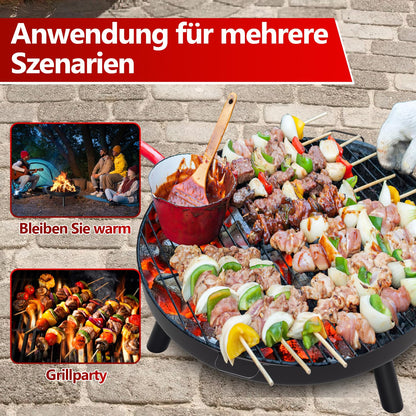 SWANEW Feuerschale Ø82.5cm – Eisen-Feuerstelle mit Griffen