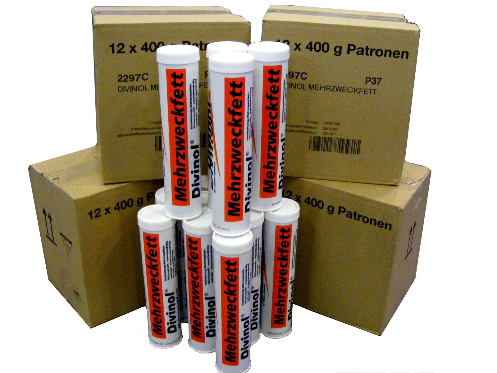 Mehrzweckfett 22971 Fettkartusche - 60x 400ml Lithium. Zylindrische Kartusche schmiert Wälzlager, Gelenke, schützt vor Korrosion.