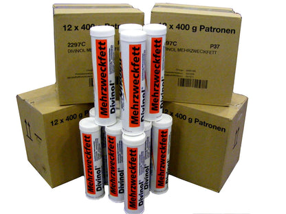 Mehrzweckfett 22971 Fettkartusche - 60x 400ml Lithium. Zylindrische Kartusche schmiert Wälzlager, Gelenke, schützt vor Korrosion.