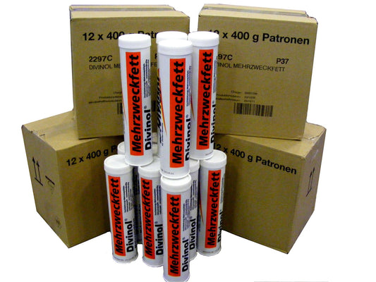 Mehrzweckfett 22971 Fettkartusche - 60x 400ml Lithium. Zylindrische Kartusche schmiert Wälzlager, Gelenke, schützt vor Korrosion.