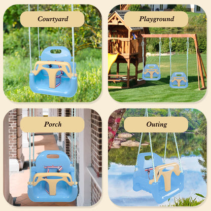 KINSPORY Kinderschaukel 3 in 1 Babyschaukel mitwachsend Hellblau