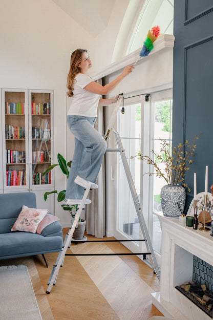 DRABEST Stehleiter Klapptrittleiter – 8 Stufen Alu mit Arbeitsschale