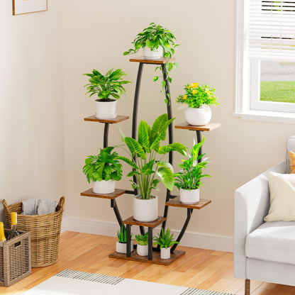 JUSTOGO Eck-Pflanzenständer 7-stöckig mit Wachstumslichtern