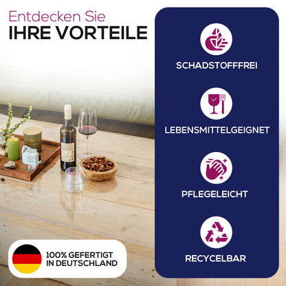 Glasklar Folie Tischschutz – 2 mm abgeschrägte Kante transparent