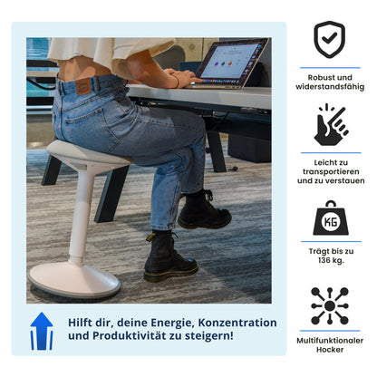 Backerz Ergonomischer Bürohocker - Mattschwarz, 55-80 cm