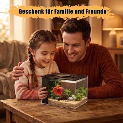 Vehipa Mini Aquarium Komplettset 3,7 L mit Filter und LED, Schwarz