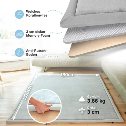 BabybeFun Krabbelmatte Baby Schaumstoffmatte – 3cm, 180x200cm