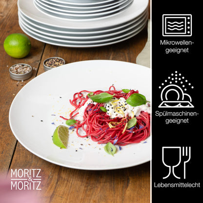 Moritz & Moritz BASIC 36-tlg. Geschirrset 12 Pers. Porzellan Weiss