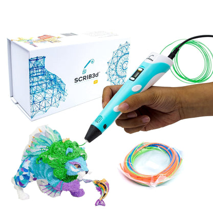 SCRIB3D P1 3D-Druckstift mit Display, PLA-Filament und Schablonenbuch zum 3D-Zeichnen
