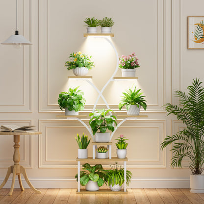 BACEKOLL Pflanzenregal mit Wachstumslicht 8 Ebenen 158cm - Weiss