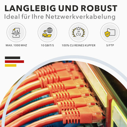RedStar24 CAT 7 Verlegekabel 50 m S/FTP Netzwerkkabel halogenfrei