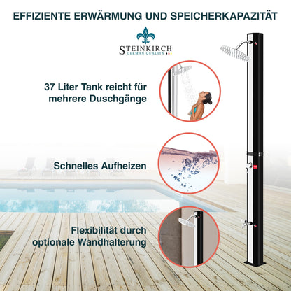 Steinkirch Solar Gartendusche 35L – Ø 300mm Edelstahl