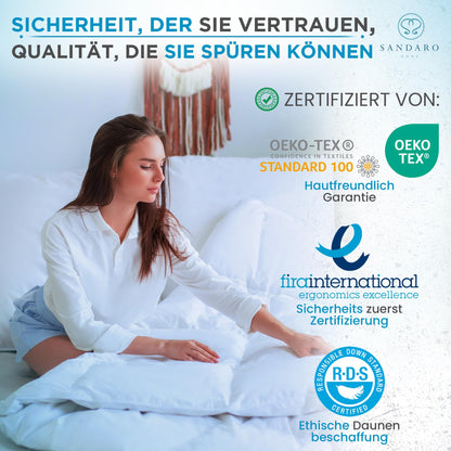 Gänsedaunen Extra Warm Daunendecke – 135x200cm 1600g