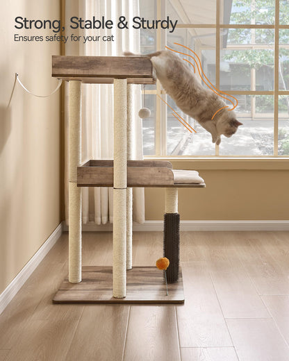FourFurPets Katzenbaum 111 cm, Katzenturm für grosse Katzen, Greige