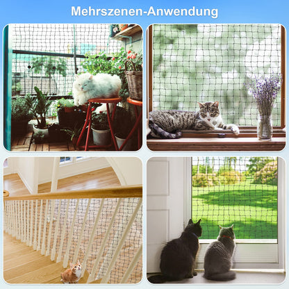 Aystkniet Katzennetz Balkon 10x2 m, drahtverstärkt und UV-beständig