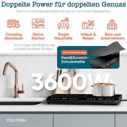 Stillstern ChefKoch Xtreme Duo Doppel-Induktionskochfeld 3600 W