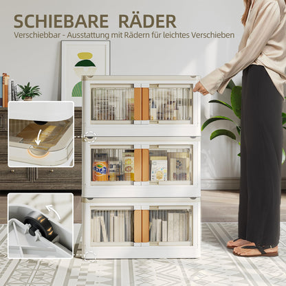 NETEL Faltbare Stapelbox mit Rollen – 4er-Set 100L Transparent