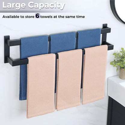 SAYAYO Handtuchhalter Doppelt Edelstahl - Schwarz 70cm