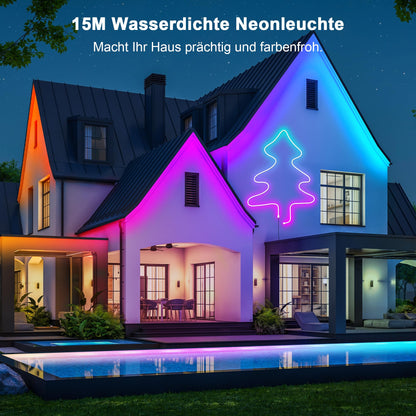 Cozylady RGB Neon LED Streifen 15 m, wasserdicht, mit App-Steuerung