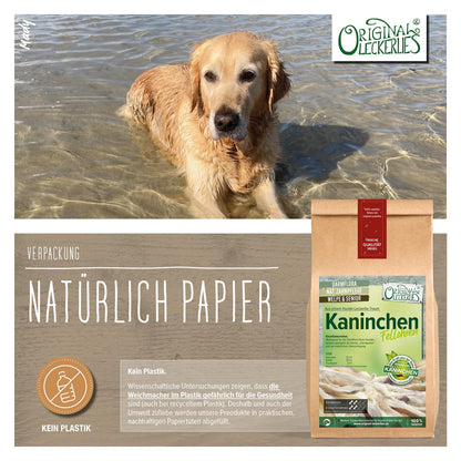 Original Leckerlies Kaninchenohren mit Fell 2 kg Hundesnack