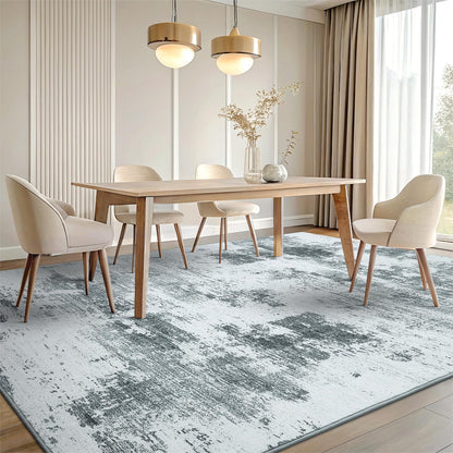 smiry Teppich Wohnzimmer 160x220 cm Kurzflor abstrakt waschbar Grau