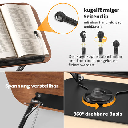 SupeDesk Buchständer aus Holz, drehbar und höhenverstellbar