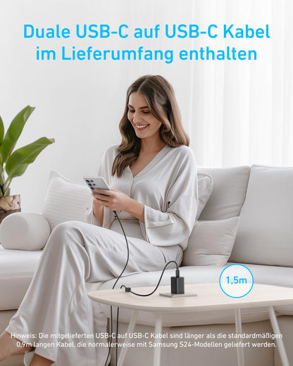 Anker 45W USB-C Ladegerät 2er-Set mit 2x 1,5m USB-C Kabel