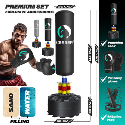 KESSER® Boxsack Set freistehend Erwachsene MMA - Schwarz