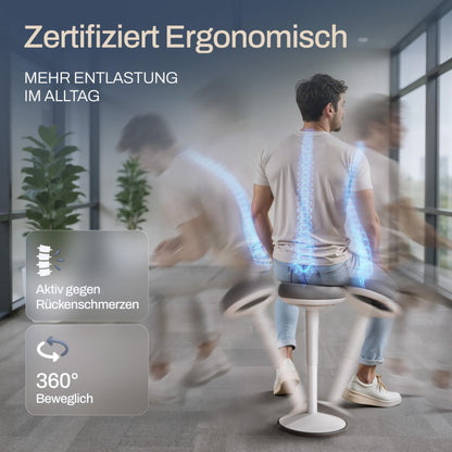Wohnperle ergonomischer 2in1 Bürohocker höhenverstellbar – Weiss
