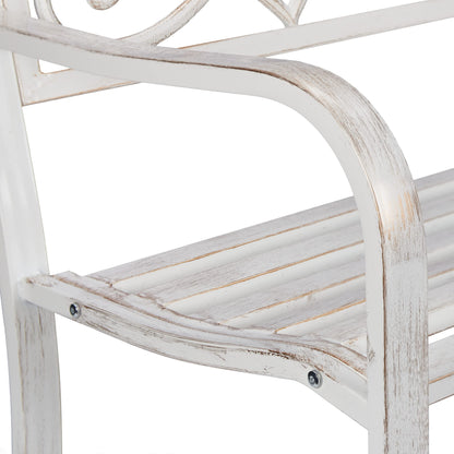 Relaxdays Fleur de Lis Gartenbank - 2-Sitzer weiss-Bronze