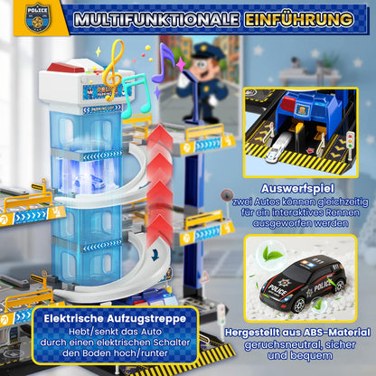 BuzzoXerex 5 Stockwerke Parkgarage Spielzeug Parkhaus - Polizei