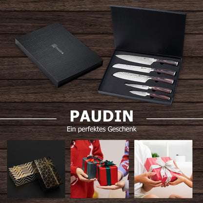 PAUDIN 5-teiliges Küchenmesserset - Carbon Edelstahl Klingen