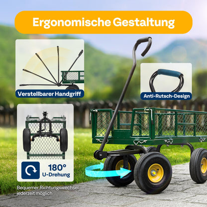 VIVOHOME Gartenwagen VH524-GR Transportwagen bis 400 kg mit Luftreifen