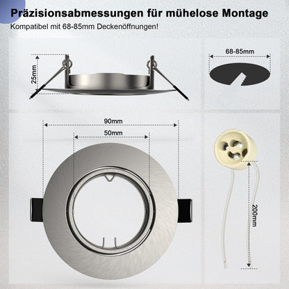 Wondlumi Spot GU10 Rund Schwenkbar Edelstahl Gebürstet 20er