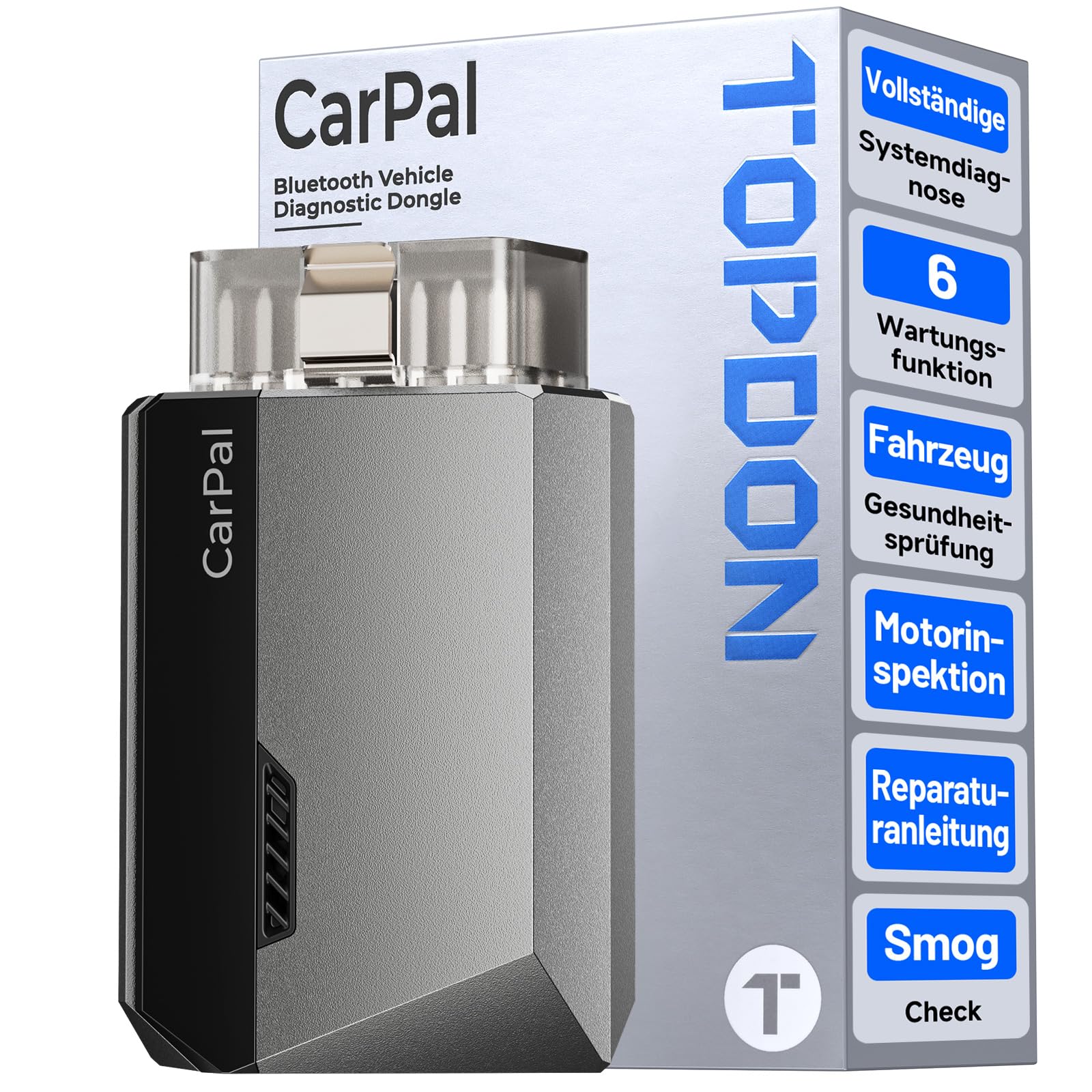 TOPDON Carpal-A OBD2 Bluetooth Diagnosegerät für alle Fahrzeuge, Fahrzeugdiagnose per Smartphone-App