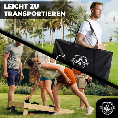 Original Cup Cornhole Set aus Holz – 2 Boards 90 x 60 cm + 8 Säckchen