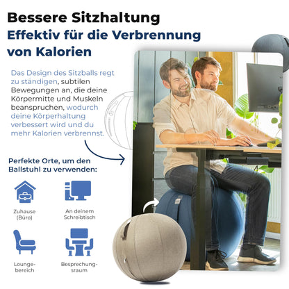 Backerz Sitzball Ergonomisch Büro Fitness – 65 cm Cremegrau