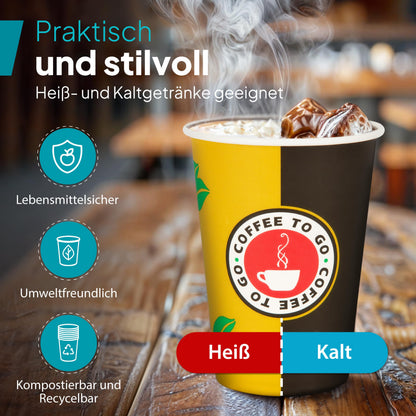 Commerline Kaffeebecher to go 200 ml, Pappbecher Einweg, 1000 Stück
