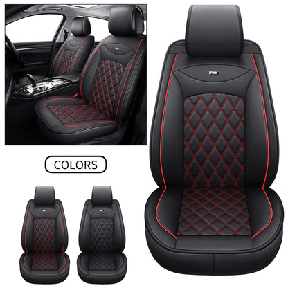 Udpomb Auto Vordersitzbezüge 2er Set Leder Schwarz-Rot Rhombus