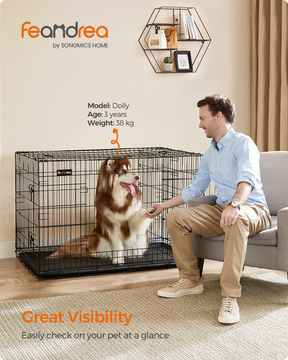 Feandrea PPD48BK Hundekäfig klappbar 122x75cm schwarz