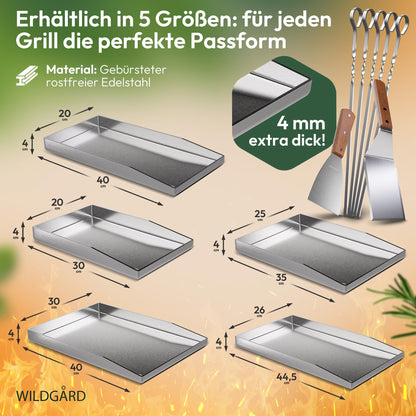 WILDGÅRD Plancha Grillplatte aus Edelstahl, 35 x 25 cm mit Zubehör
